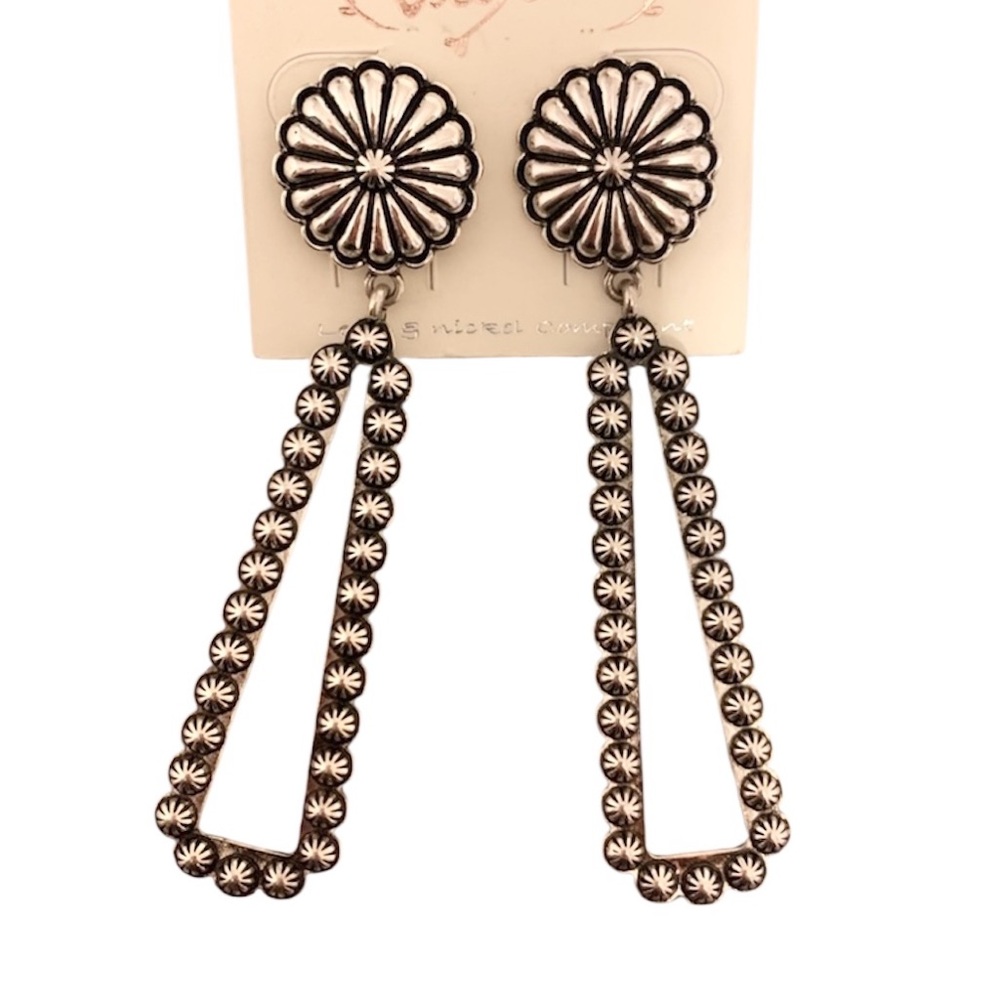 Boho‎ Earrings Navajo Concho Triangular Costume Jewelry